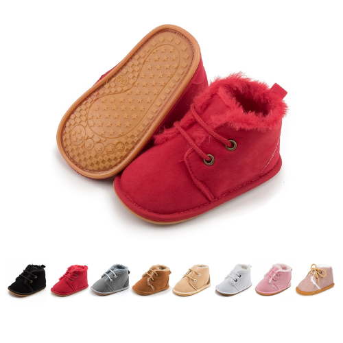 HsdsBebe Baby Girls Boys Cozy Fleece Boots Infant Winter Warm Shoes Unisex High-top Ankle Booties for Newborn 3-18 Months