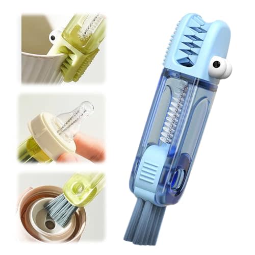 2024 New 3 in 1 Cup Lid Cleaning Brush,Crevice Cleaning Brush Set for Baby Bottle Gap Tight Spaces Cup,3 in 1 Multifunctional Cleaning Brush Portable Cup Lid Cleaner with Brush(B)