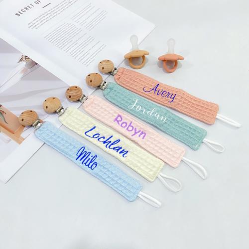 Soft Personalized Pacifier Clip, Custom Name Embroidered Baby Accessory, Lovely Gift for Baby