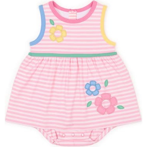 Stripe Knit Romper With Flowers, 24M