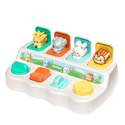 Cause-And-Effect Toys for Babies, baby Pop-Up toys, educational toys for 1 year old, Developmental Toy With Buttons & Color Sorting Animal, toddlers 2-3, 6-12 months, 18 Months kids birthday gift.
