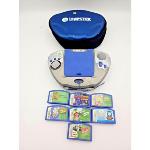 LEAP FROG LEAPSTER SYSTEM W/7 GAMES  & CASE No Charger!