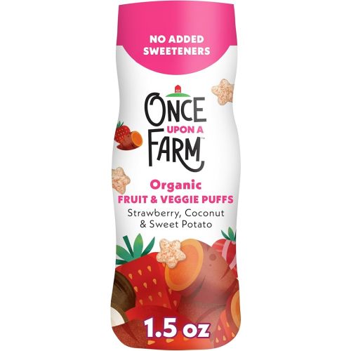 Once Upon a Farm Organic Baby Fruit & Veggie Puffs Strawberry, Coconut & Sweet Potato, 1.5oz