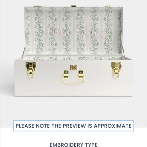 Petite Trunk - White - Timeless Trellis / Embroidery