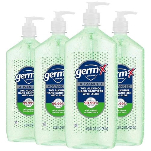 Germ-X Hand Sanitizer Gel with Aloe and Vitamin E | Moisturizing | No Rinse Formula | Pump Bottle | 1 Liter Pack of 2