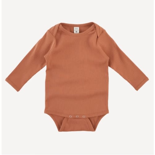long sleeve lap neck bodysuit | rust | organic cotton single rib – kate quinn