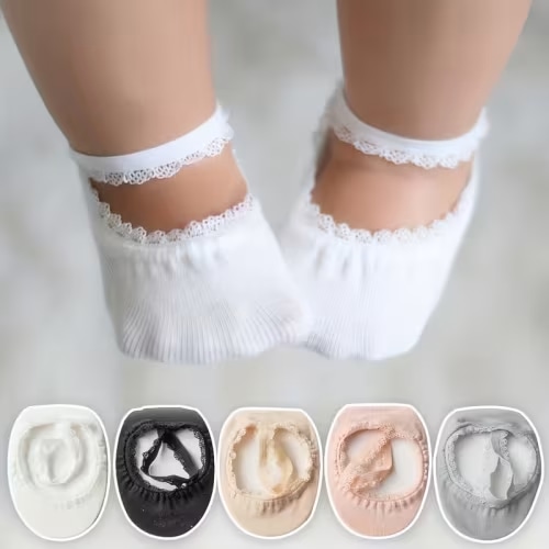 1 pair lace trim baby socks non slip tie design comfortable - Temu