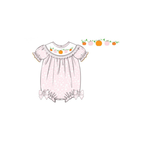 Pre-Order Smocked Pumpkin Pink Floral Bubble