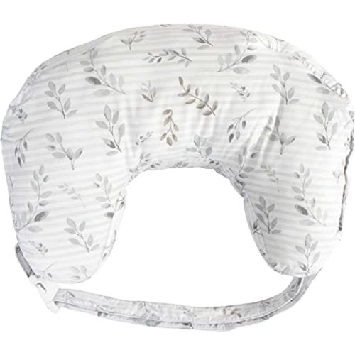 Boppy Nursing Support,Best Latch,Gray Pennydot Leaf Stripe,Lactation Consultant Created,Firm Contoured and Plush Sides for Breastfeeding Options,Waist Belt,Plus Sized to Petite,Machine Washable - Gray Leaf Stripe