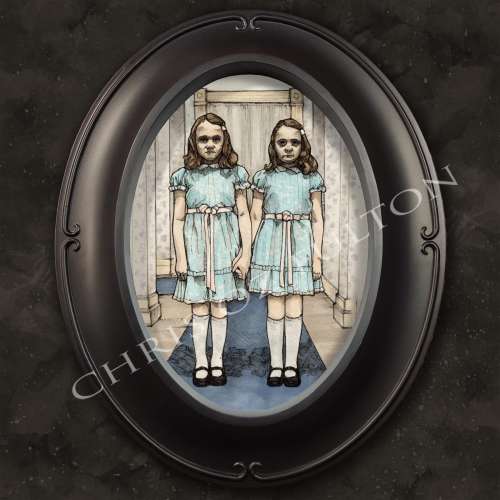 The Shining Twins Sisters Stephen King Horror Movie Framed Art Print By Chris Oz Fulton Signed