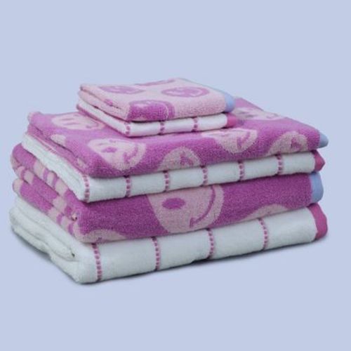 6pc Bath Towel Set Pink Striped Smiles - Kapoor Home