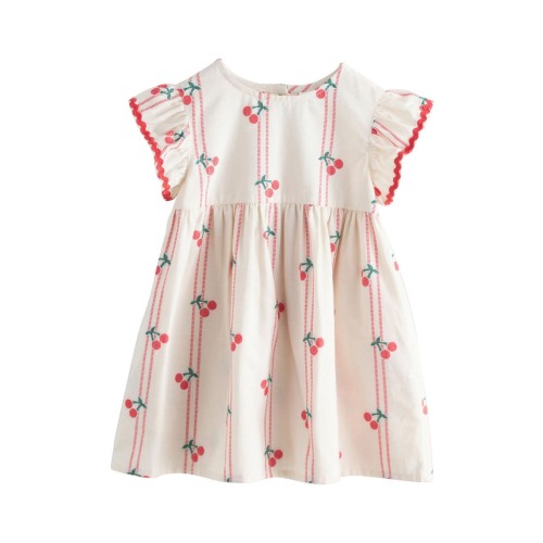 Kids' Cherry Print Ruffle Dress