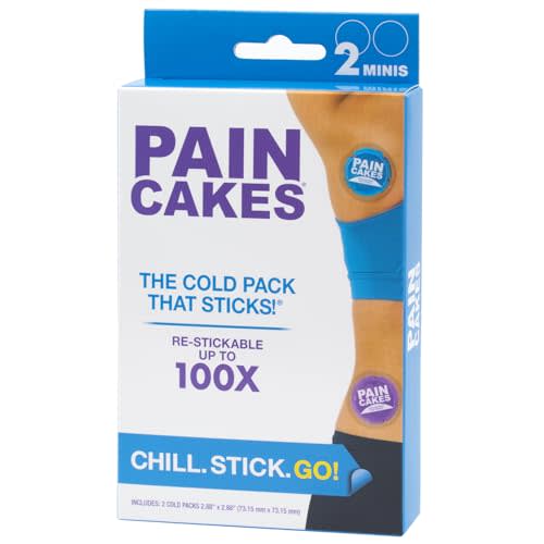 PAINCAKES Reusable, Sticks to Body, Round Cold Pack, Mini, Purple and Blue, Small Ice Packs, Perfect for Injuries, and Small Areas, Latex-Free Cold Compress, 2 Count