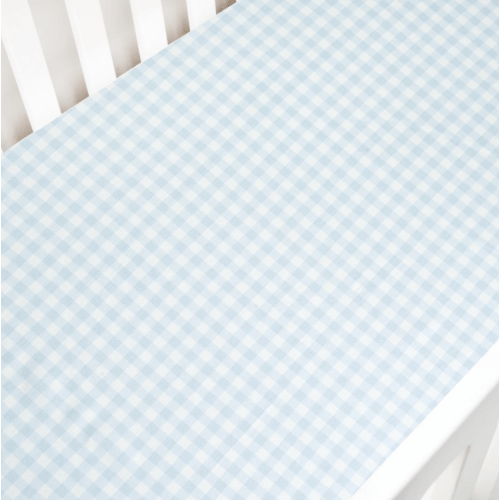 Picnic Gingham Crib Sheet - Blue