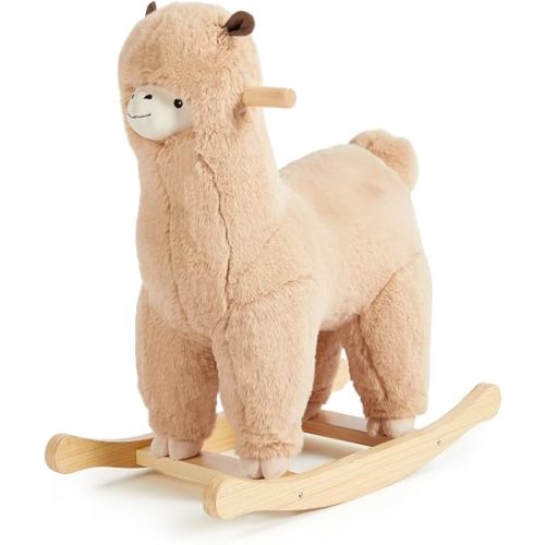 Baby Rocking Horse for 1 Year Old, Soft Plush Llama Animal Rocker,