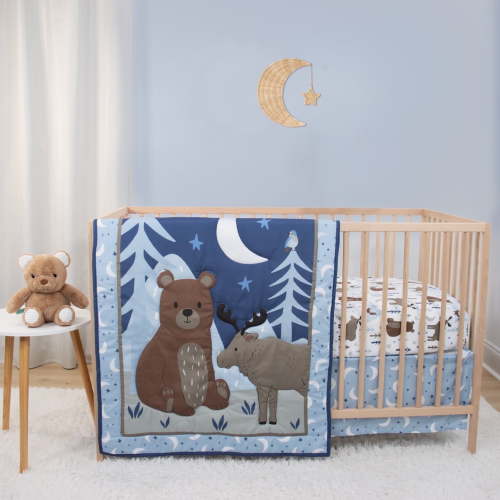 The Peanutshell Wild Kingdom/Safari Adventures Crib Bedding Set and Stuffie Plush Toy, 4-Piece Set