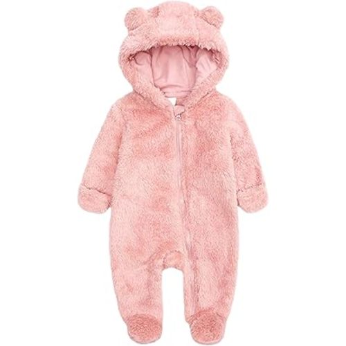 Newborn Winter Romper Fleece Hooded Jumpsuit Snowsuit Warm Outfits Zipper Outwear for Infant