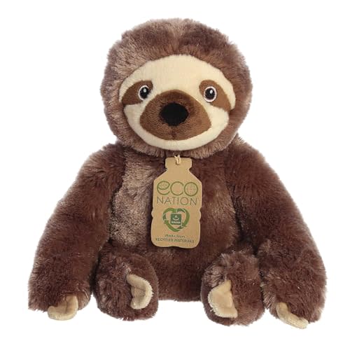 Aurora® Responsibly Made Eco Nation™ Eco Hugs™ Sloth Stuffed Animal - Ideal for Playtime Adventures - Perfect for Birthdays or Just Because - Brown 11 Inches