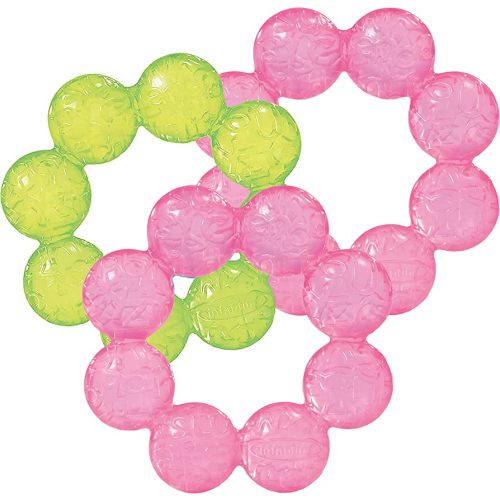 Infantino Water Teethers – Sensory Exploration, Teething, Cooling & Massaging Relief for Sore Gums, Lime & Pink, 3-Pack