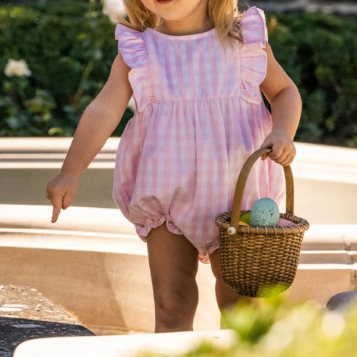 Pink Gingham Ruffled Romper | Over The Moon