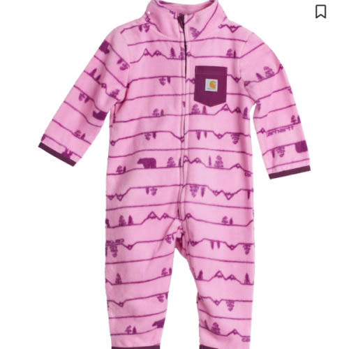 Carhartt Infant Girls' Printed Zip-Front Long Sleeve Onesie