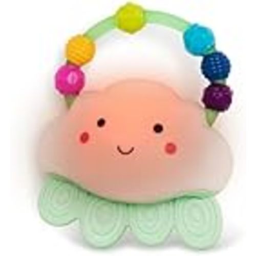 B. toys Baby Rattle, Rain-Glow Squeeze Teether Toy | B. baby cloud rattle with 6 textured sliding beads, pitter-patter sound, soft raindrop teether, lights up when, 3+ Months