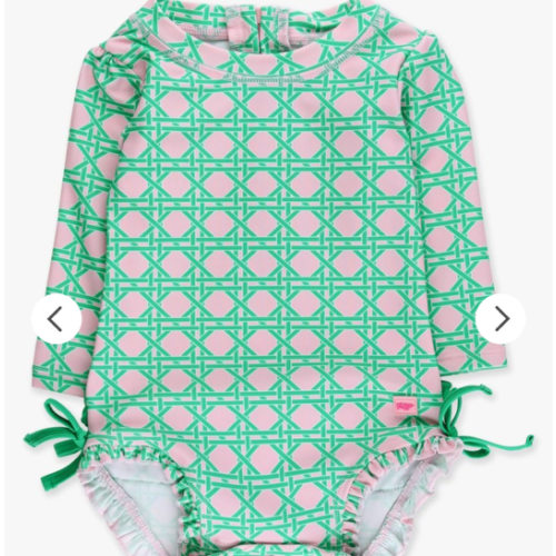 Sweet Long Sleeve One Piece Rash Guard Swimsuit, with Signature Rear Ruffles
