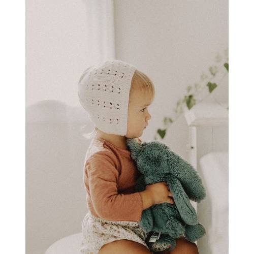 Eyelet Baby Bonnet Powder Pink off White Beige Sea Green Canada