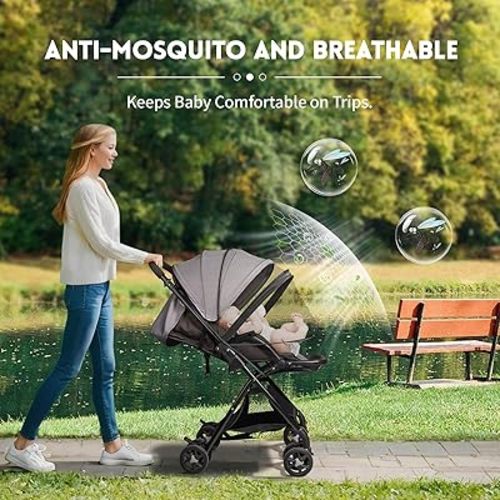 Bemece Universal Baby Stroller Mosquito Net, Durable Mosquito for Stroller with Two-Way Zippers & Storage Bag, Breathable & Foldable Mosquito Nets, Perfect Bug Net for Strollers
