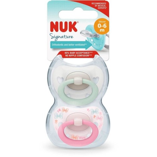 Nuk Signature Soother 0-6 Months 2 Pack (Assorted Colours)
