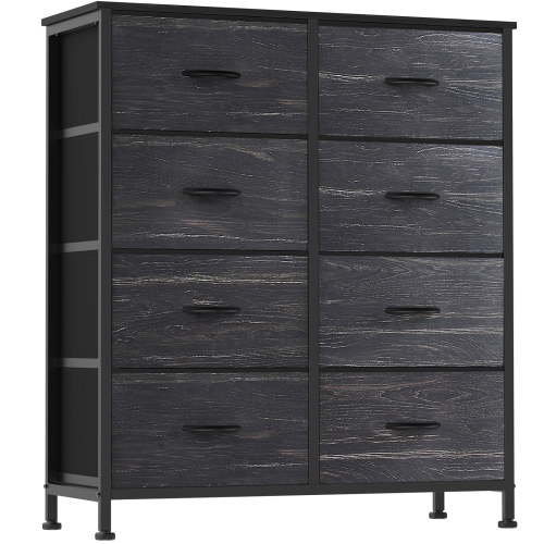 Aidoly 8-Drawer Wide Fabric Storage Dresser with Wooden Top - Space-Saving Bedroom & Closet Organizer, Charcoal Black