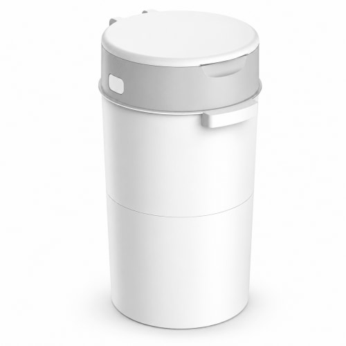 ZNQPLF Baby Diaper Pail, Advanced Odor Control Diaper Bin for Nursery, Hands-Free Twist-Seal Disposal System, Gray-White