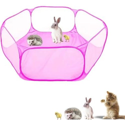 Small Animals Playpen, Portable Pop-up Open Interactive Pet Tent, Indoor Outdoor Fence for Rabbits, Guinea Pig, Hamster, Chinchillas, Kittens, Puppies