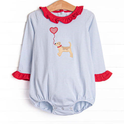 Heart On A String Applique Ruffle Bubble, Red – Stitchy Fish