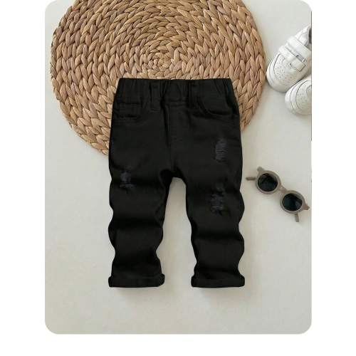 SHEIN Baby Boys' Distressed Jeans With Thermal Lined