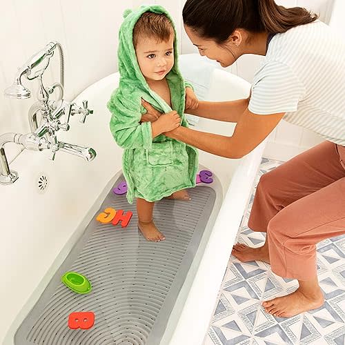 Munchkin Soft Spot Baby Bath Mat for Tub, Cushioned Bathtub Mat for Toddlers and Kids, 36"x17", Grey