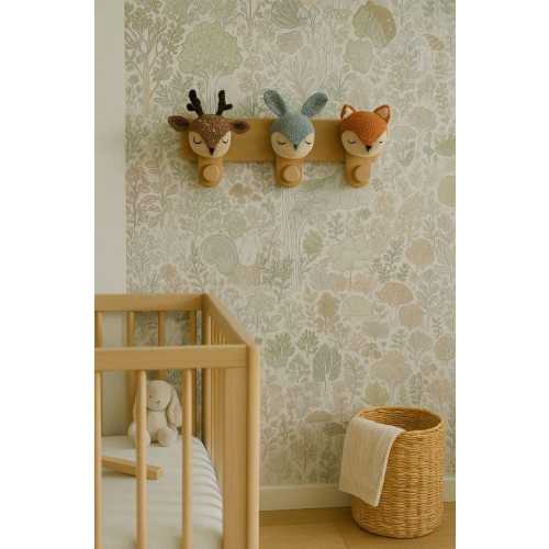 Nursery Wall Hook, Crochet Wall Hanger, Crochet Woodland Hook, Nursery Decor