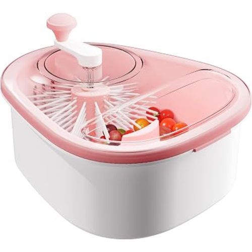 JOYMOOP Joyloop Fruit Washer, Fruit Cleaner Spinner, Oval, Pink
