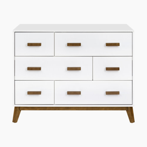 babyletto Scoot 6-Drawer Dresser - White / Natural Walnut