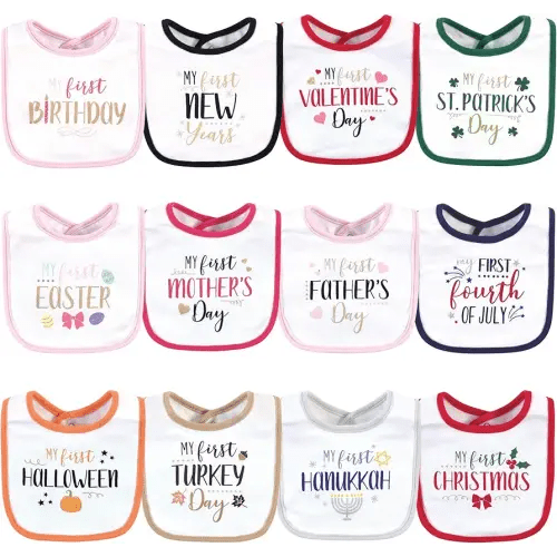 Little Treasure Unisex Baby Cotton Bibs, Holiday Fancy Girl, One Size