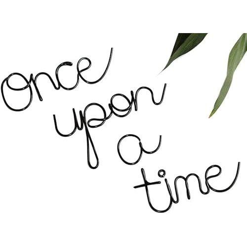 Once Upon a Time Sign Nursery Wall Decor Playroom Decor Word Art Wall Decor Kids Plaques Room Decor Reading Book Nook Childrens Quotes Wall Decor Home Decor Christmas Birthday Gift (Black)