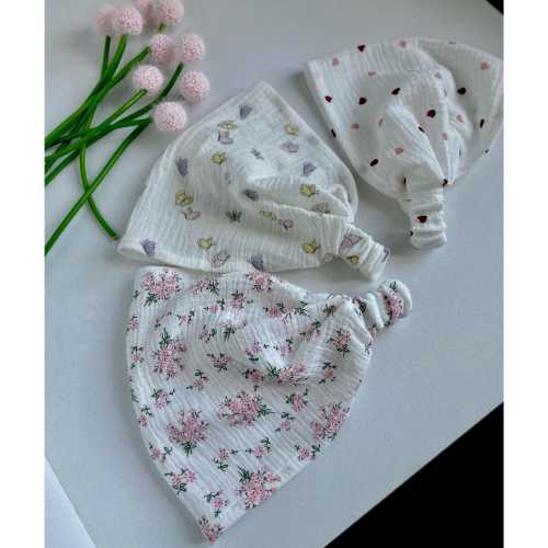 Muslin Baby Head Scarf, Girls Summer Bandana with Elastic, Toddler Headwear