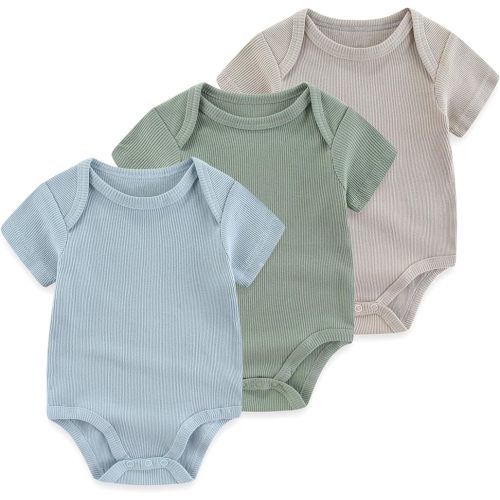 Ruliby Baby Bodysuit Boy Clothes Soft Newborn Infant Outfit Short Sleeve Romper 0-3 Month
