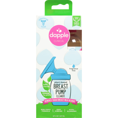 Dapple Breast Pump Cleaner, Plant-Based, Fragrance Free, 8 Ounce Bottle, Hypoallergenic, Liquid Soap for Breast Pumps and Breast Pump Parts