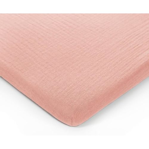 Comfy Cubs Muslin Bassinet Sheet - 100% Soft Cotton Fabric, Breathable & Gentle for Baby’s Sensitive Skin - Universal Fit with Secure Elastic Edging, Gift-Ready Packaging - Lace Pink