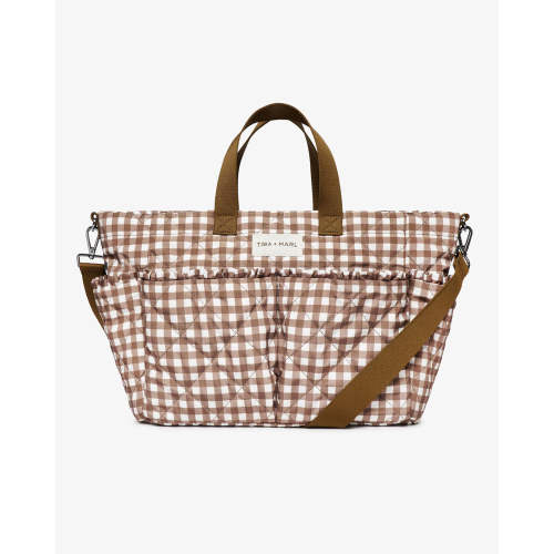 T+M Pocket Tote Brown Gingham - Tiba + Marl