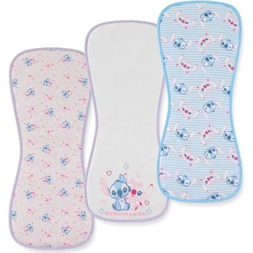 Disney Baby Stitch Angel Burp Cloths 3 Pack 20" x 10" Burping Rags Infants