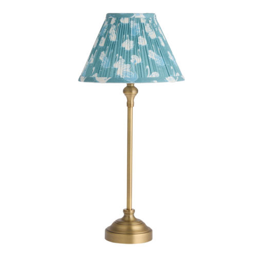 Lyric Antique Bronze and Pleated Swan Shade Table Lamp
