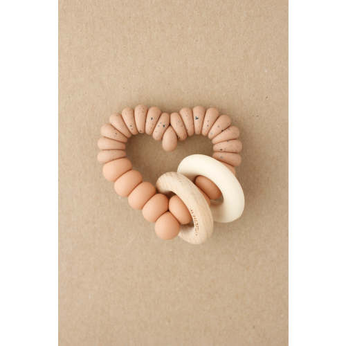 Rattle Teether - Heart | Dusty Coral – littleCHEW