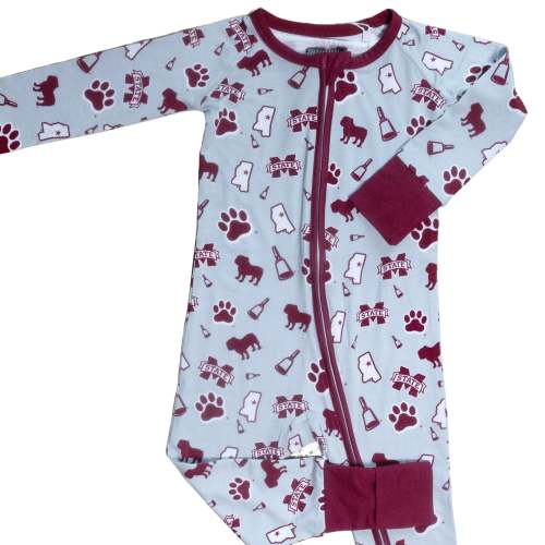Mississippi State Bulldogs Bamboo Zippy One-Piece | Tailgate Tikes